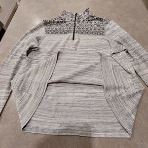 Women’s Light Gray Patterned Half-Zip Pullover Top